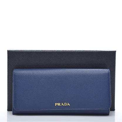 Prada Saffiano Metal Continental Flap Wallet Bluette 9 of 9