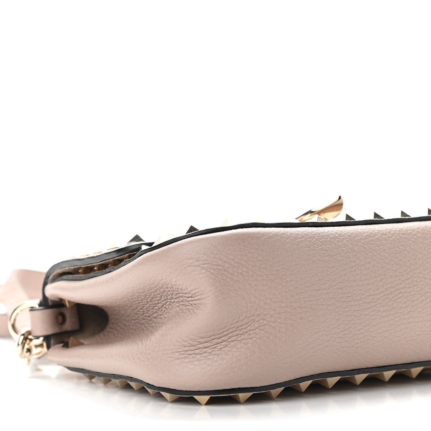 Grainy Calfskin Small Rockstud Top Handle Bag Poudre