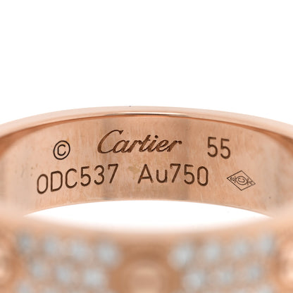 Cartier 18K Pink Gold Diamond 4mm LOVE Wedding Paved Band Ring 55 7.25 4 of 5