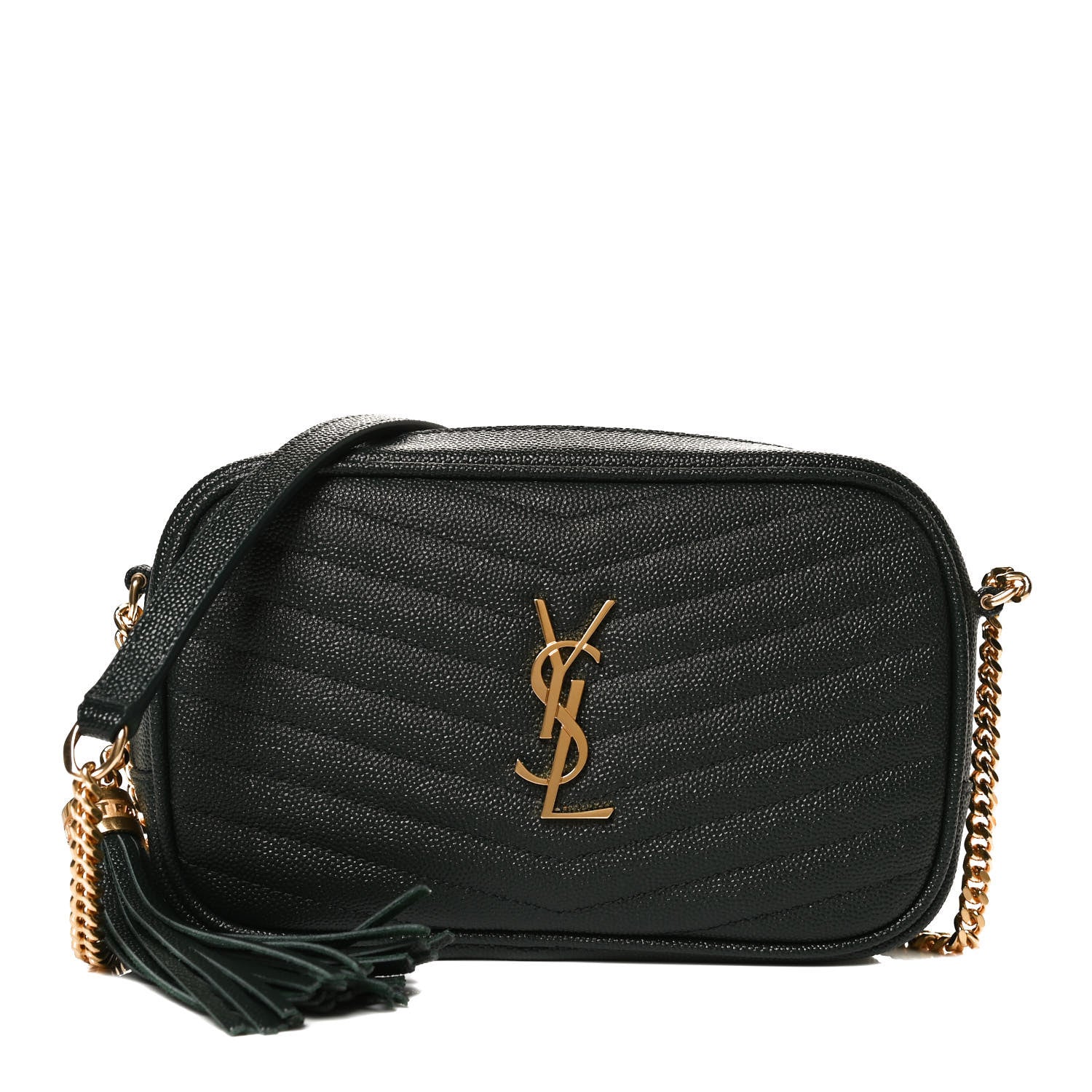 Saint Laurent Grain De Poudre Matelasse Monogram Mini Lou Camera Bag New Vert Fonce 1 of 10