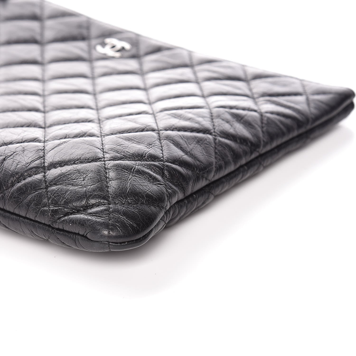 Chanel Aged Calfskin Quilted Medium Tassel Cosmetic Case Grey 9 of 9