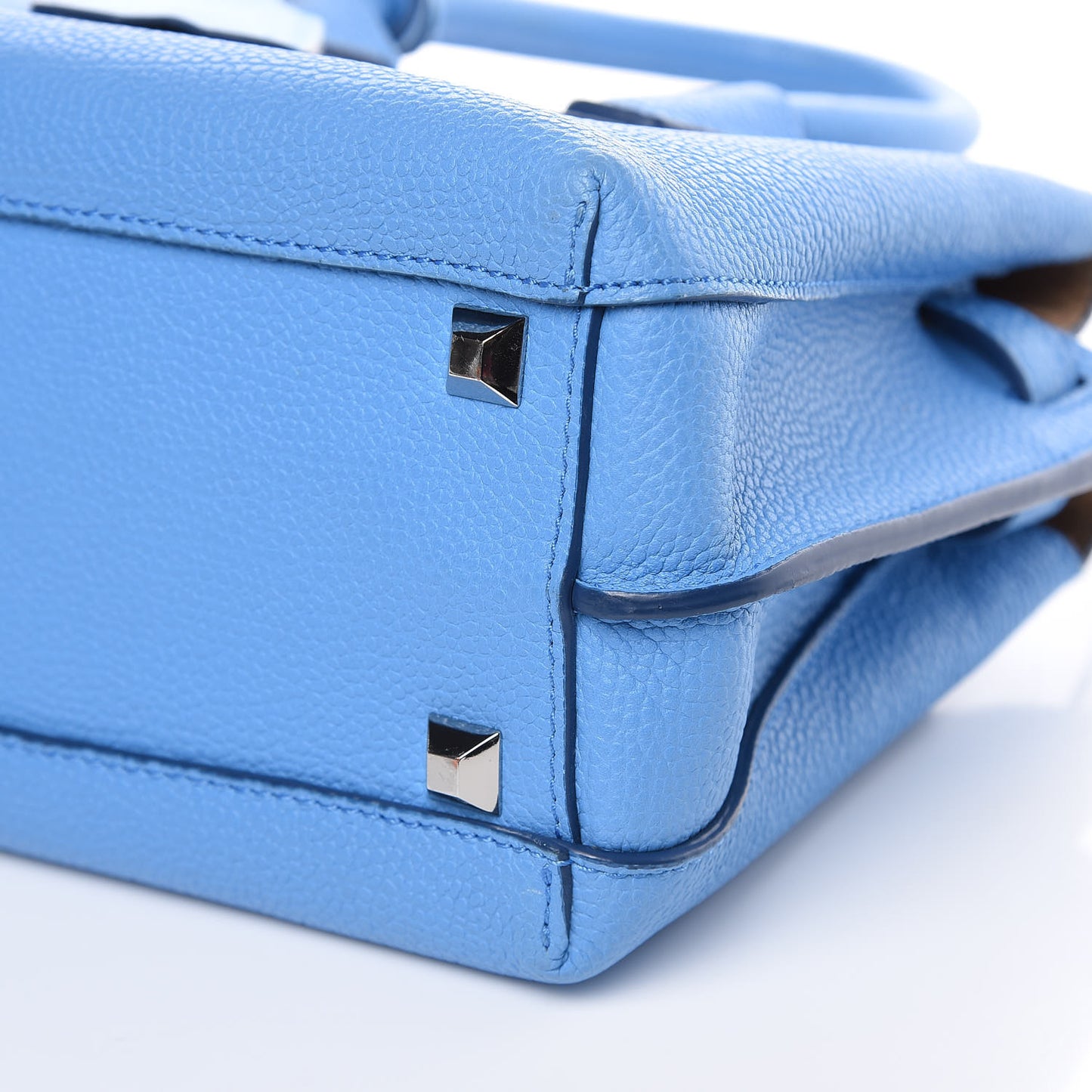 Grained Calfskin Mini Milla Tote Mediterranean Blue