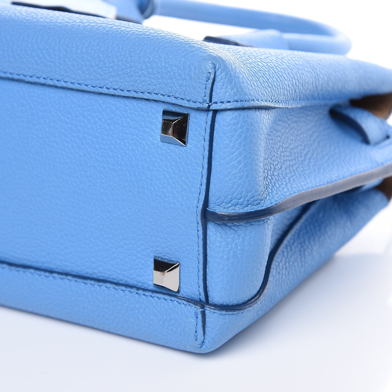 MCM Grained Calfskin Mini Milla Tote Mediterranean Blue 17 of 19