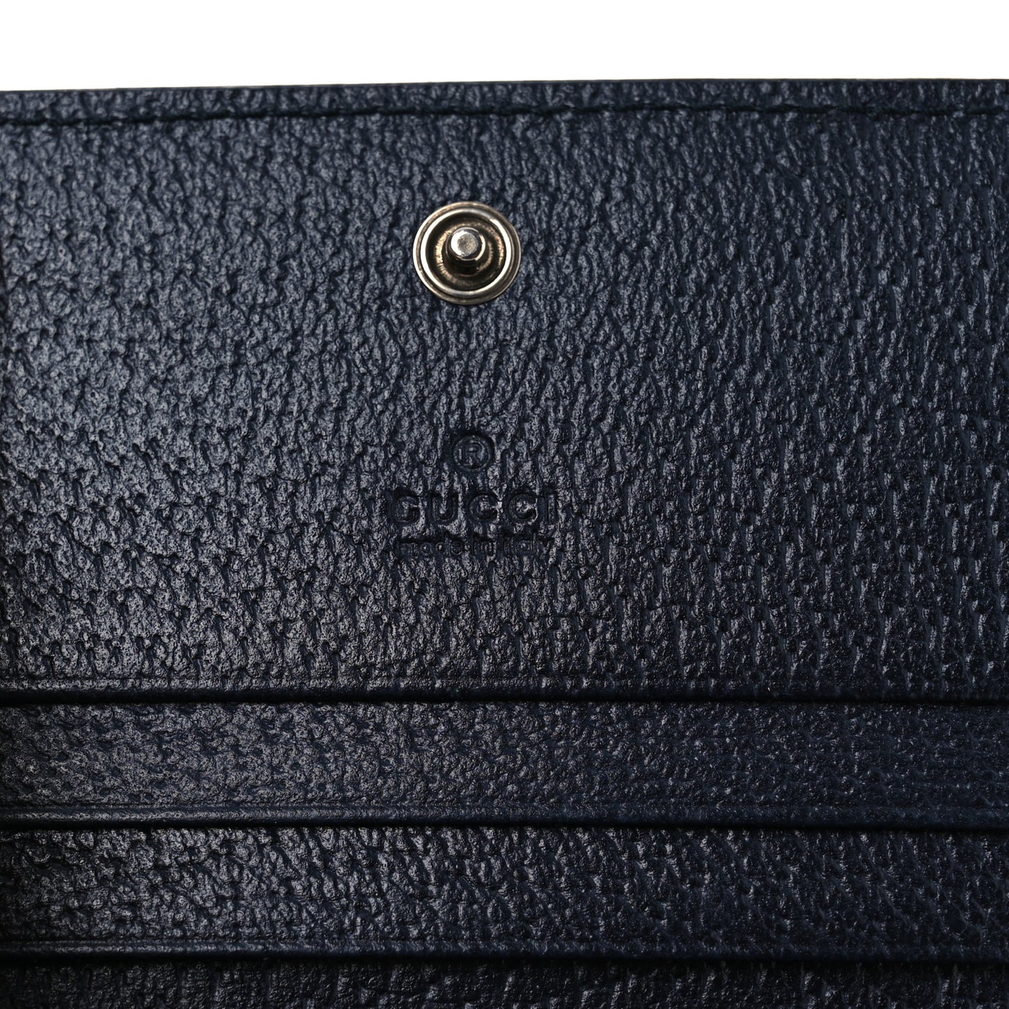 GG Supreme Monogram Textured Dollar Calfskin Web Ophidia Card Case Beige Blue