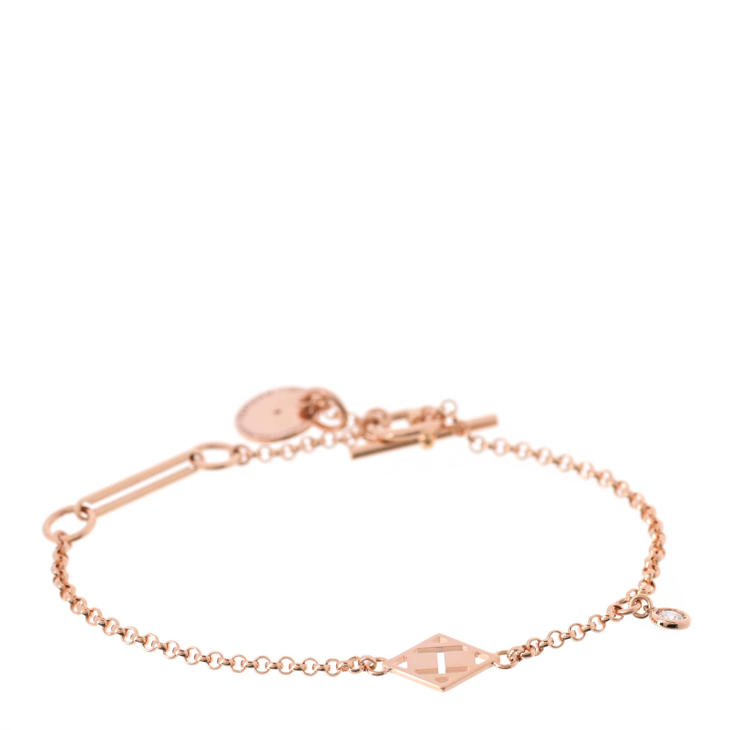 Hermes 18K Rose Gold Diamond Gambade Bracelet ST 1 of 6