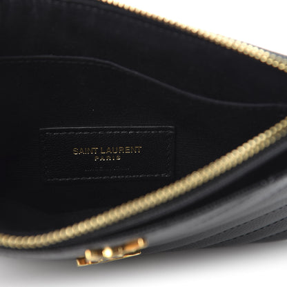 Saint Laurent Grain De Poudre Chevron Monogram Bill Pouch Black 6 of 8