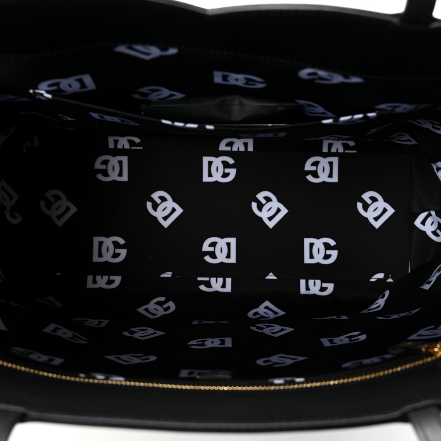 DOLCE GABBANA Calfskin DG Logo Shopper Tote Black
