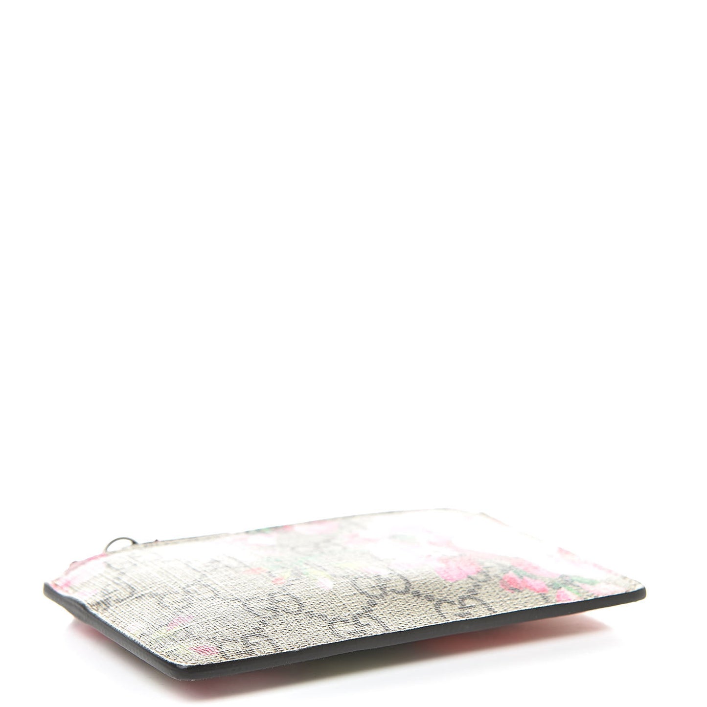 GG Supreme Monogram Blooms Key Ring Coin Case Beige Multicolor Dry Rose