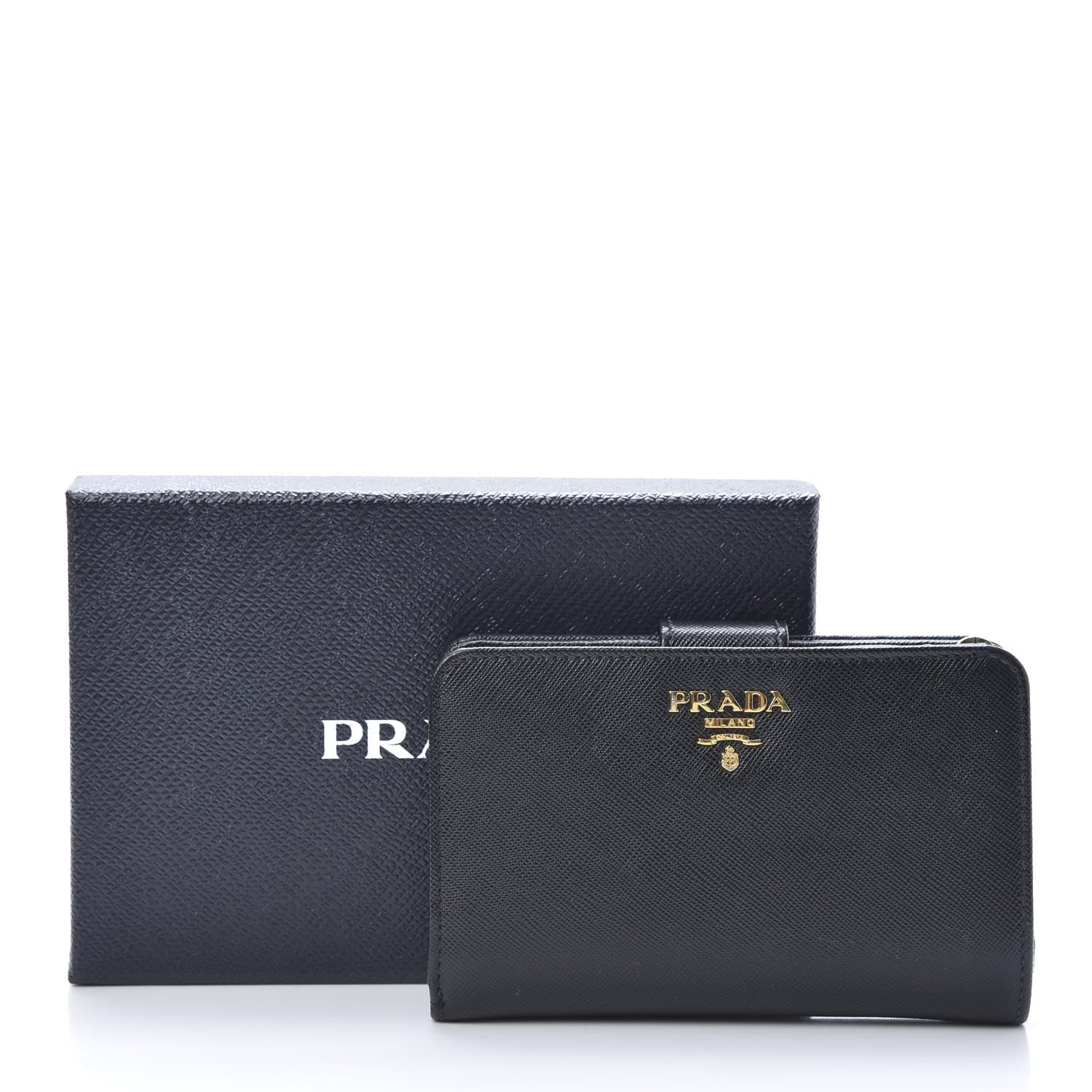 Prada Saffiano Metal Compact Wallet Black 10 of 10