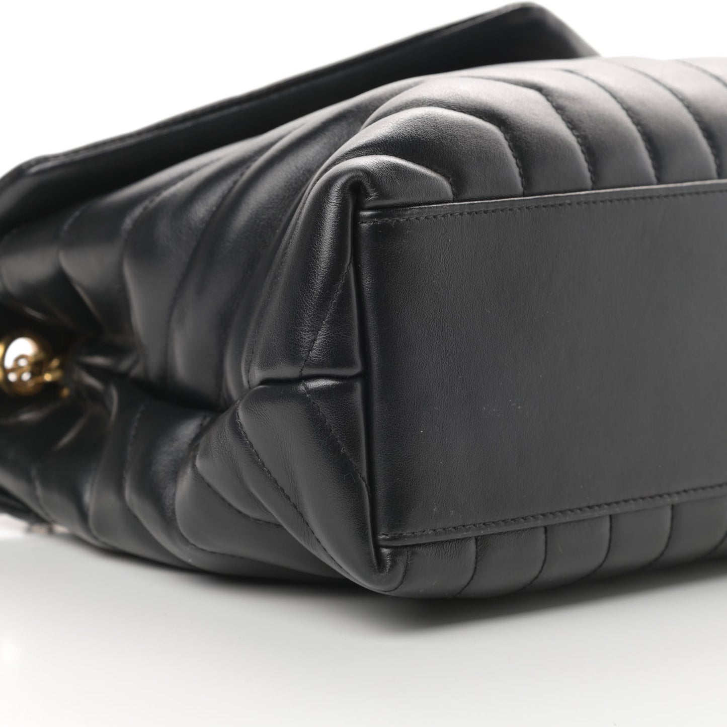 Calfskin Y Quilted Monogram Medium Loulou Chain Satchel Black