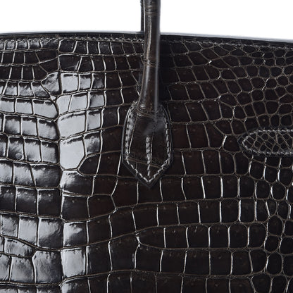 Hermes Shiny Porosus Crocodile Birkin 35 Graphite 28 of 38