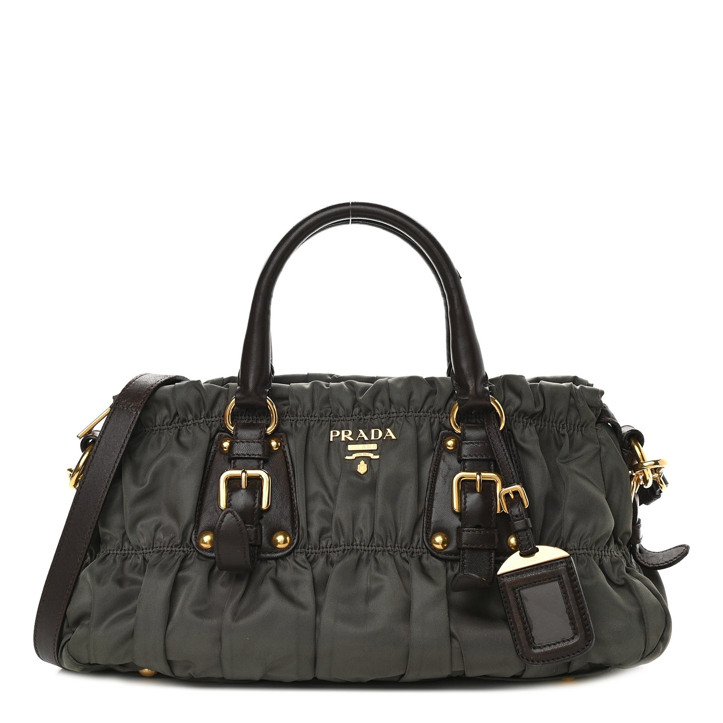Tessuto Nylon Gaufre Shopping Satchel Fumo