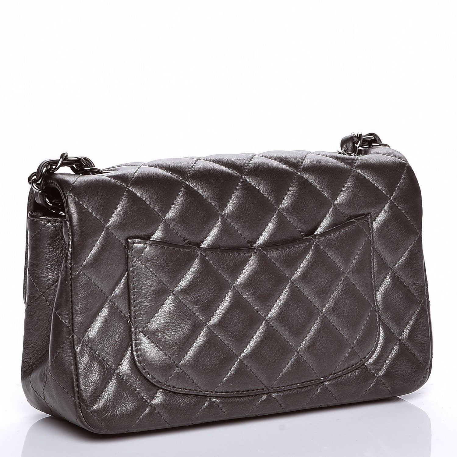 Chanel Metallic Calfskin Quilted Mini Rectangular Flap Dark Grey 3 of 7