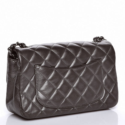 Chanel Metallic Calfskin Quilted Mini Rectangular Flap Dark Grey 3 of 7
