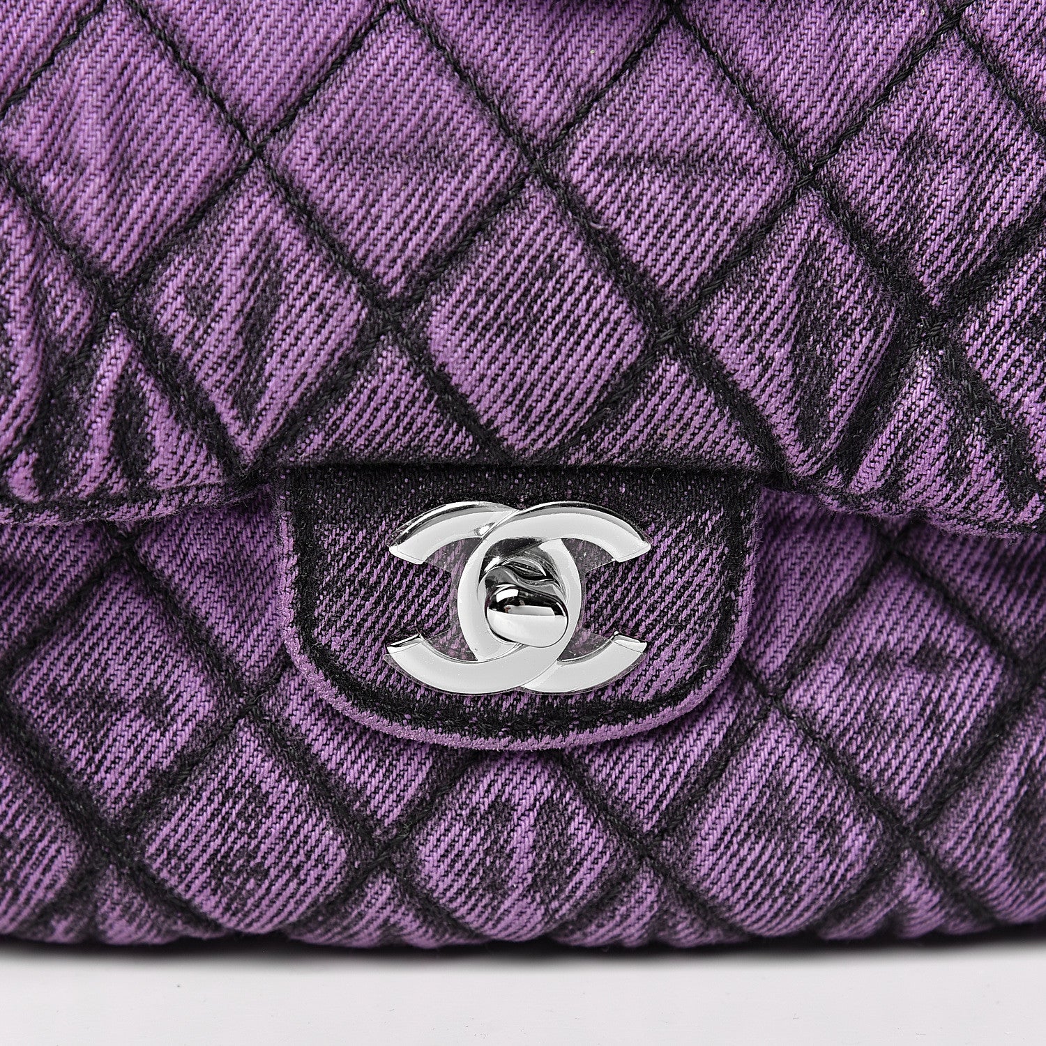 Chanel Denim Quilted Small Flap Purple Black 10 of 10