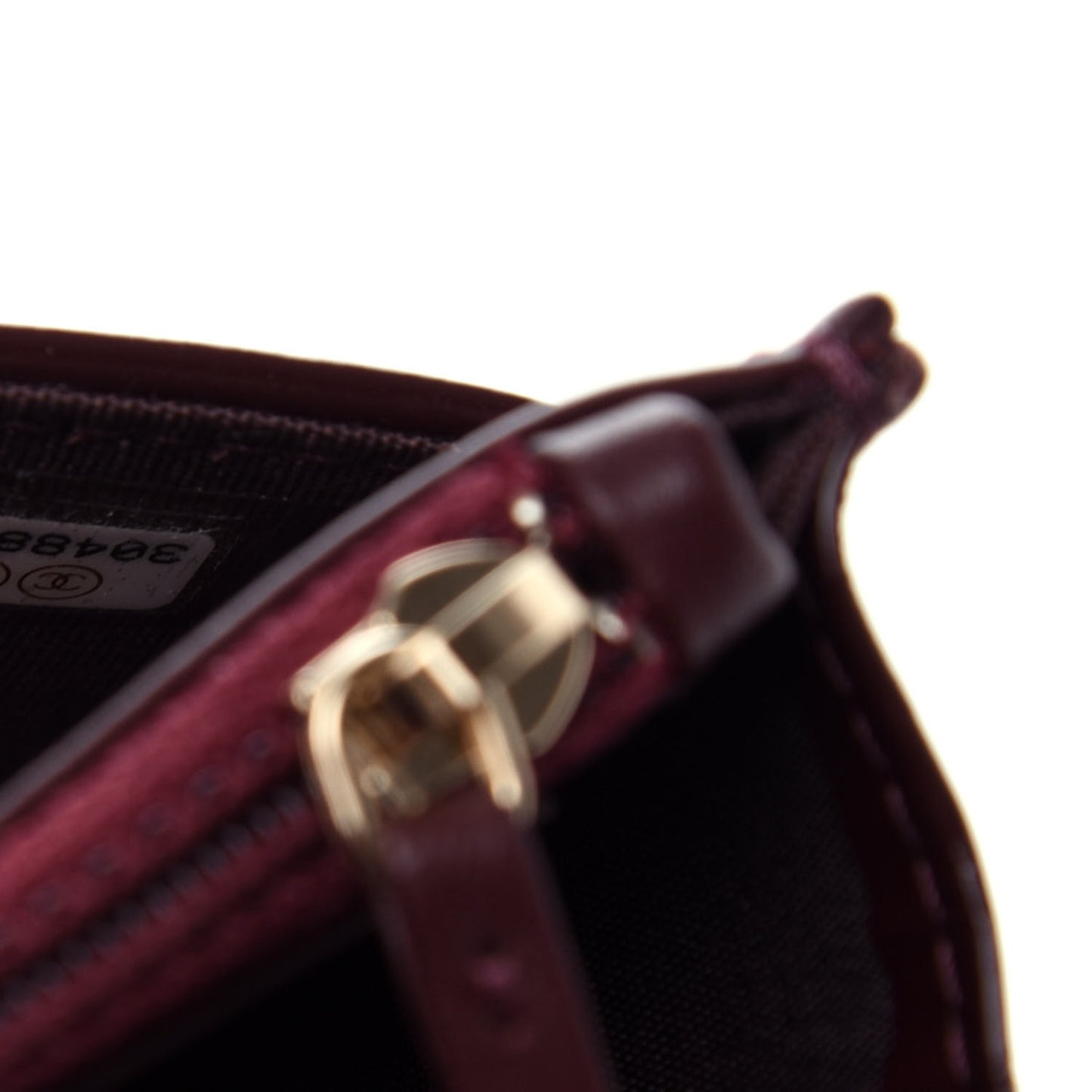Shiny Crumpled Calfskin Quilted 19 Wallet On Chain WOC Burgundy