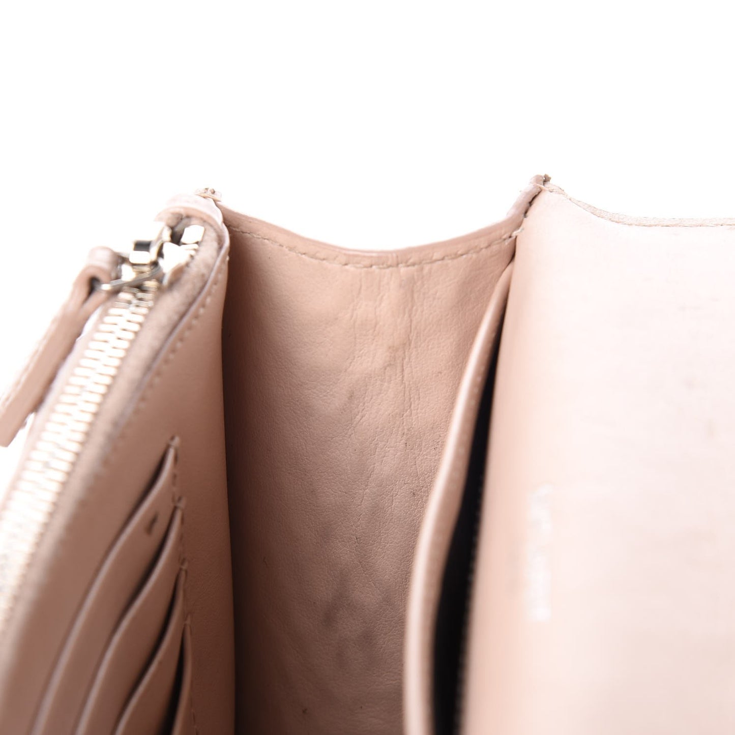 Calfskin Crocodile Embossed Monogram Sunset Chain Wallet Soft Nude