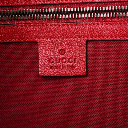 Gucci Canvas Calfskin Sylvie Stripe Logo Mens Tote Red White Blue 6 of 11