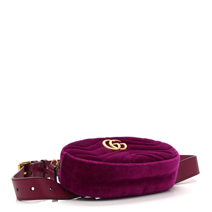 Gucci Velvet Matelasse GG Marmont Belt Bag 85 34 Fuchsia Violet Cyclamen 4 of 11