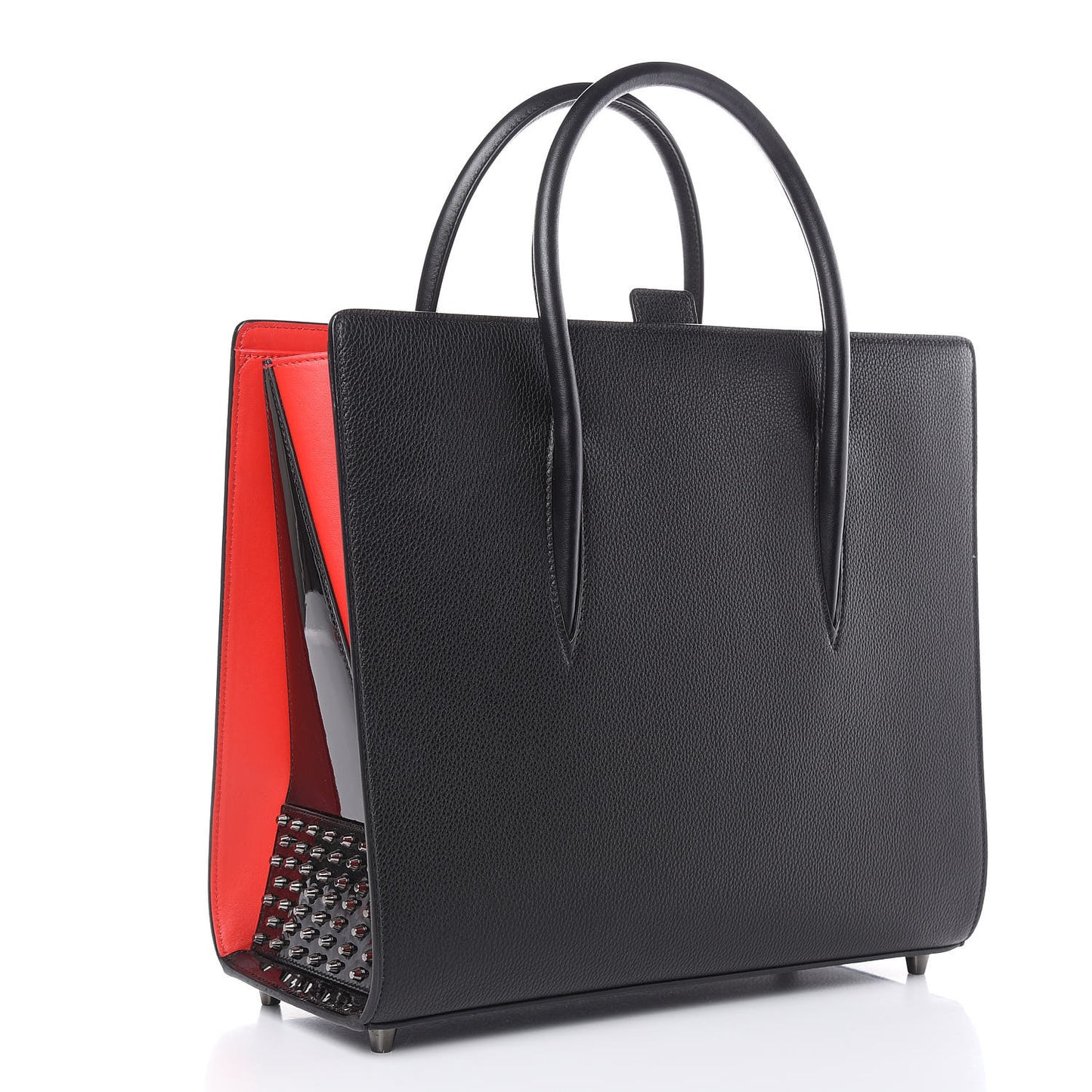 Calfskin Patent Studded Large Paloma Black