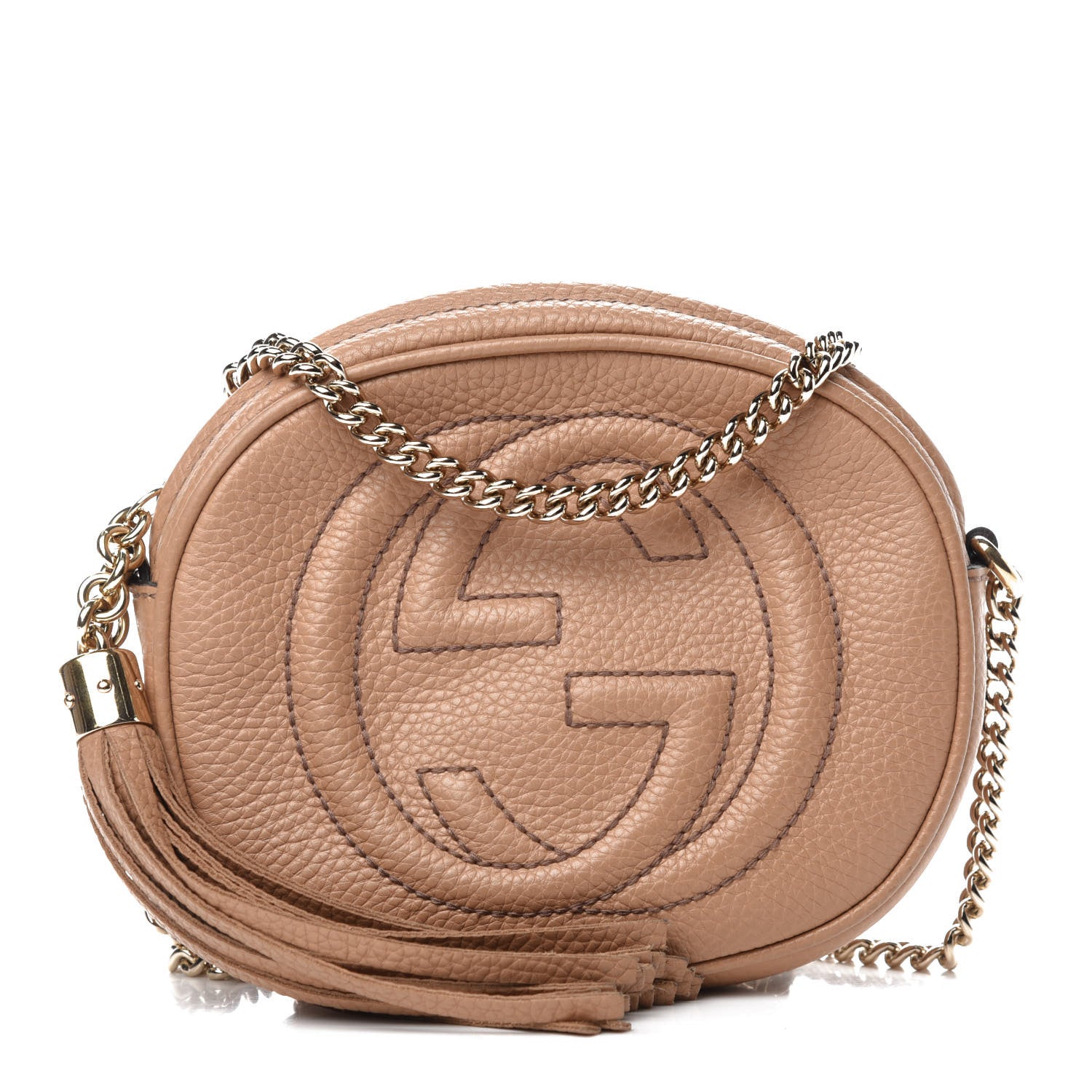 Gucci Pebbled Calfskin Mini Soho Chain Bag Camelia 1 of 11