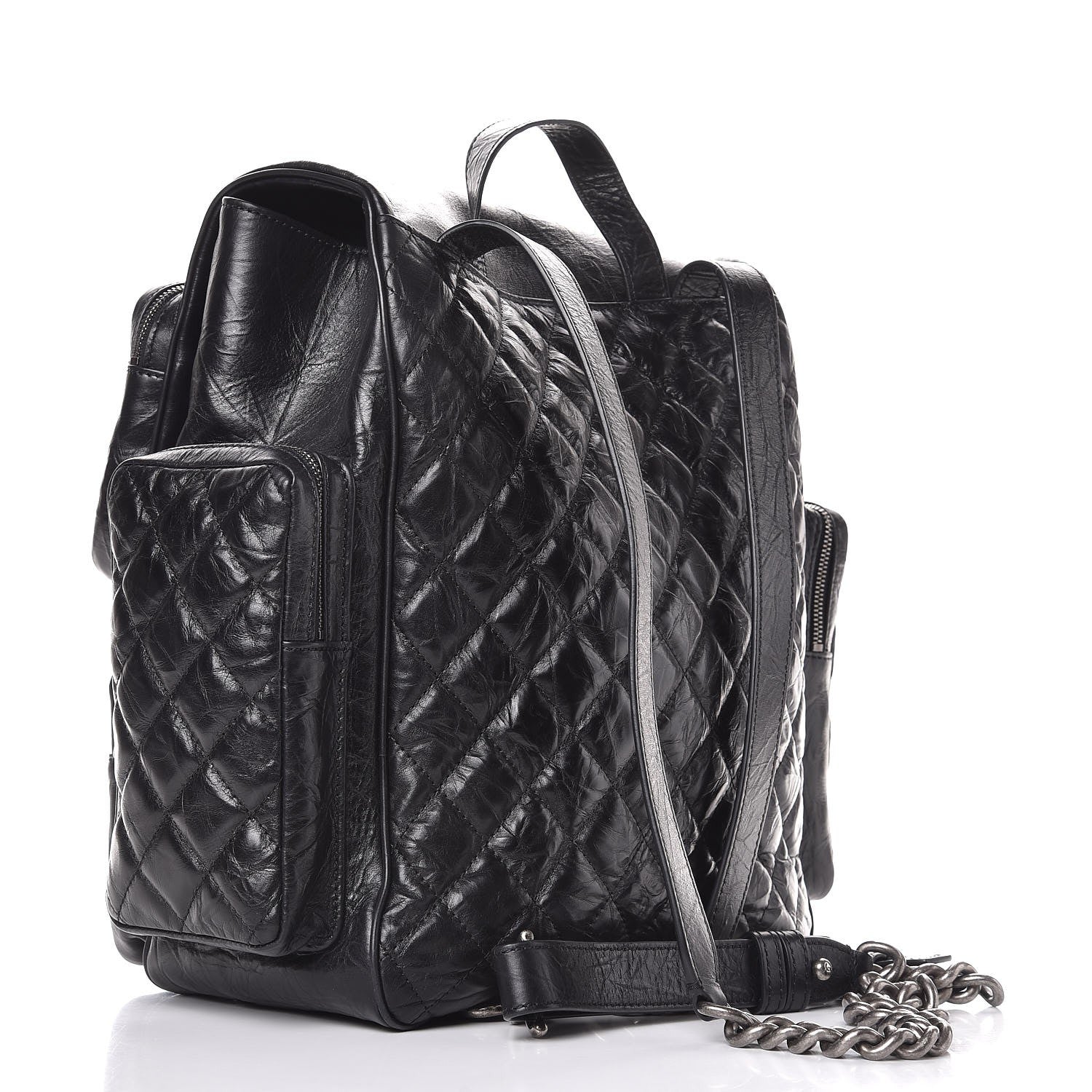 Chanel Aged Calfskin Quilted Large Casual Rock Backpack Black 3 of 8