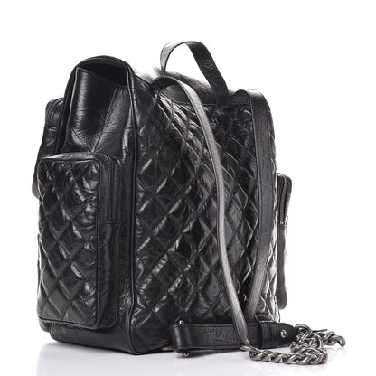 Chanel Aged Calfskin Quilted Large Casual Rock Backpack Black 3 of 8