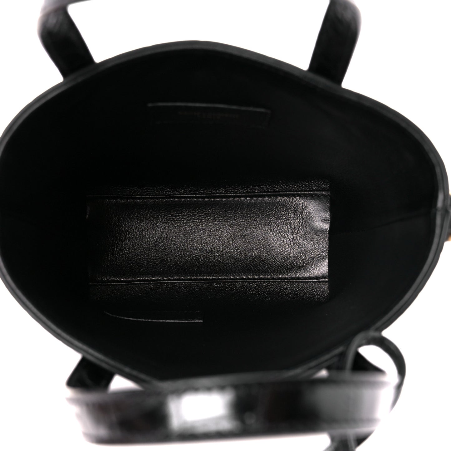 Calfskin Crocodile Embossed Paris Mini Toy Shopper Tote Black