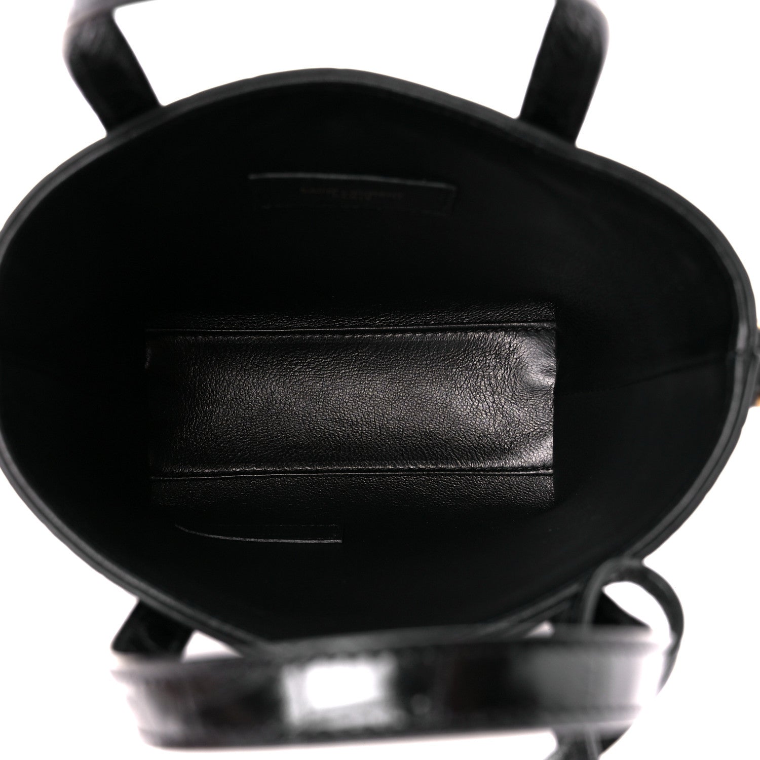 Saint Laurent Calfskin Crocodile Embossed Paris Mini Toy Shopper Tote Black 5 of 12