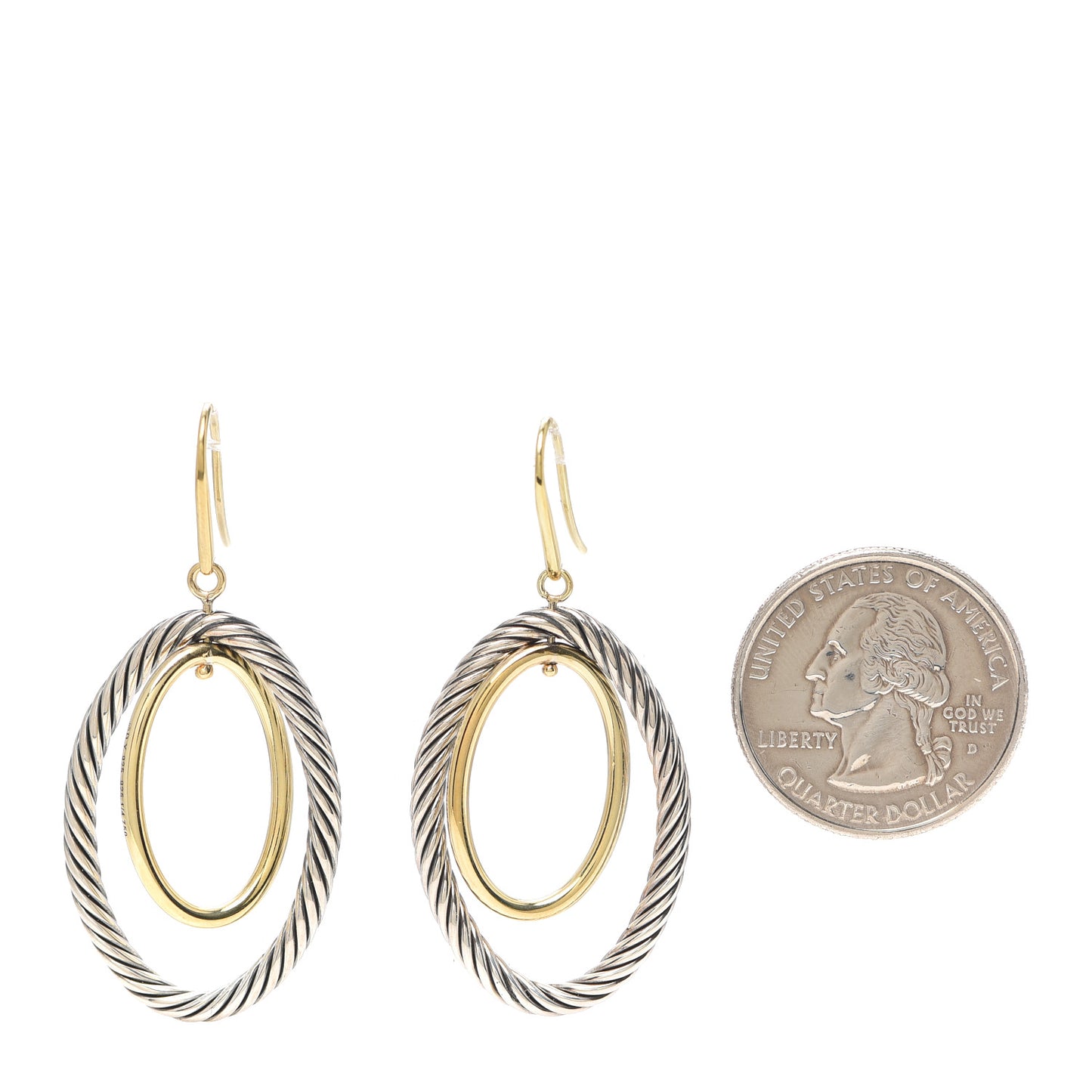 Sterling Silver 18K Yellow Gold Mobile Oval Earrings