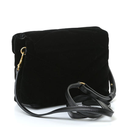 Saint Laurent Velvet Y Quilted Monogram Toy Loulou Chain Satchel French Black 3 of 8