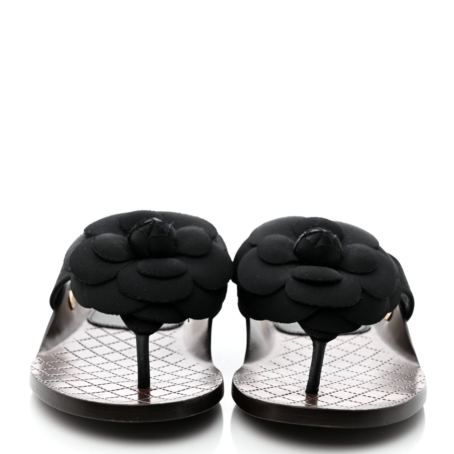 Grosgrain Camellia Thong Sandals 35 Black