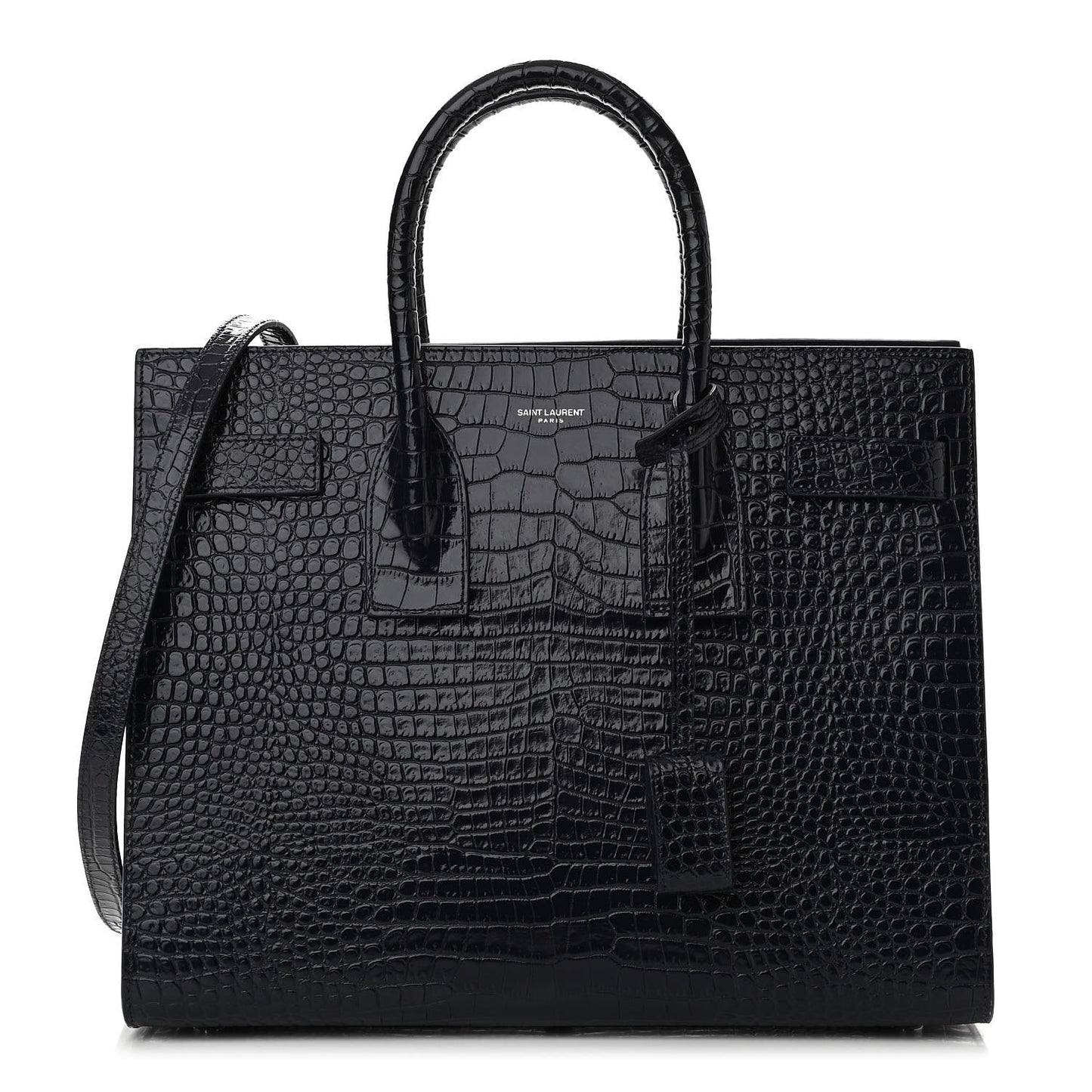 Calfskin Crocodile Embossed Small Sac De Jour Dark Notte