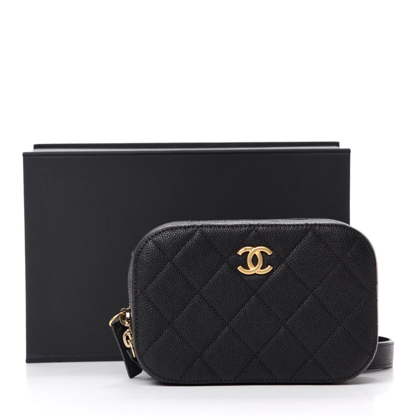 Caviar Quilted Waist Bag Black
