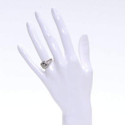 David Yurman Sterling Silver Diamond Prasiolite 7mm Petite Albion Ring 52 6 2 of 7