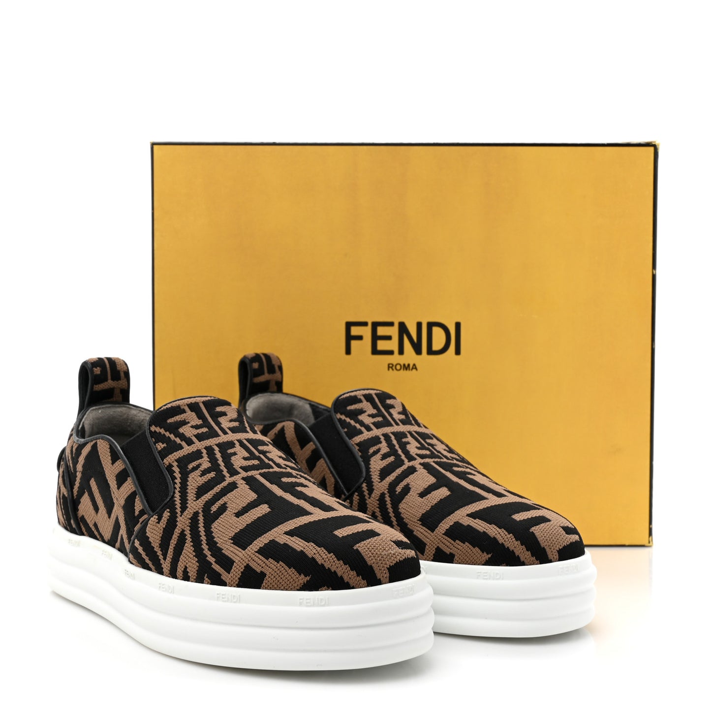 X SARA COLEMAN Canvas FF Vertigo Embroidered Womens Rise Slip On Sneakers 36 Tobacco Black