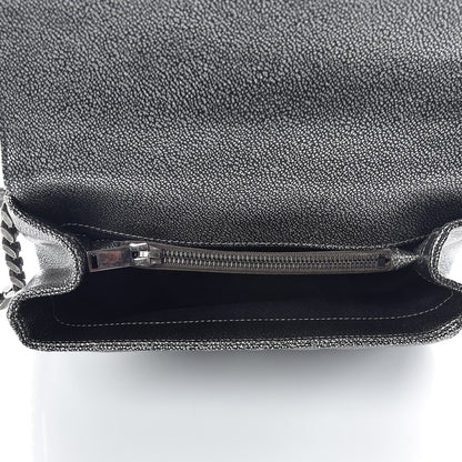 Saint Laurent Metallic Grain De Poudre Matelasse Chevron Monogram Medium College Bag Gunmetal 7 of 9