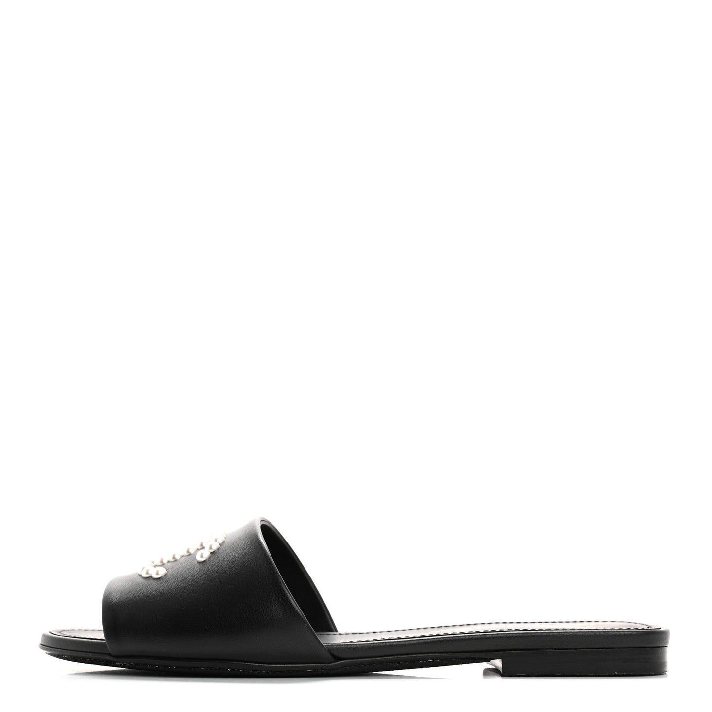 Lambskin Pearl CC Sandals 38.5 Black
