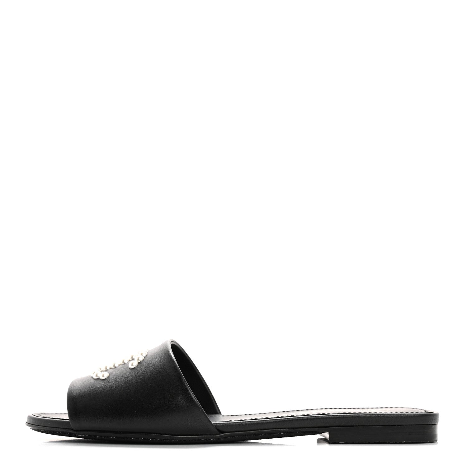 Chanel Lambskin Pearl CC Sandals 38.5 Black 1 of 8