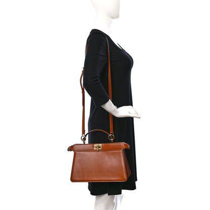 Fendi Vitello King Luxor Shiny Nappa Medium Peekaboo I SEE U East West Satchel Brandy Light Rose 2 of 9