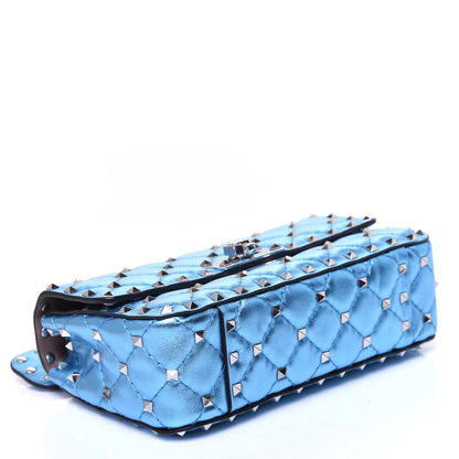 Valentino Garavani Metallic Nappa Small Rockstud Spike Shoulder Bag Cerulean 4 of 15