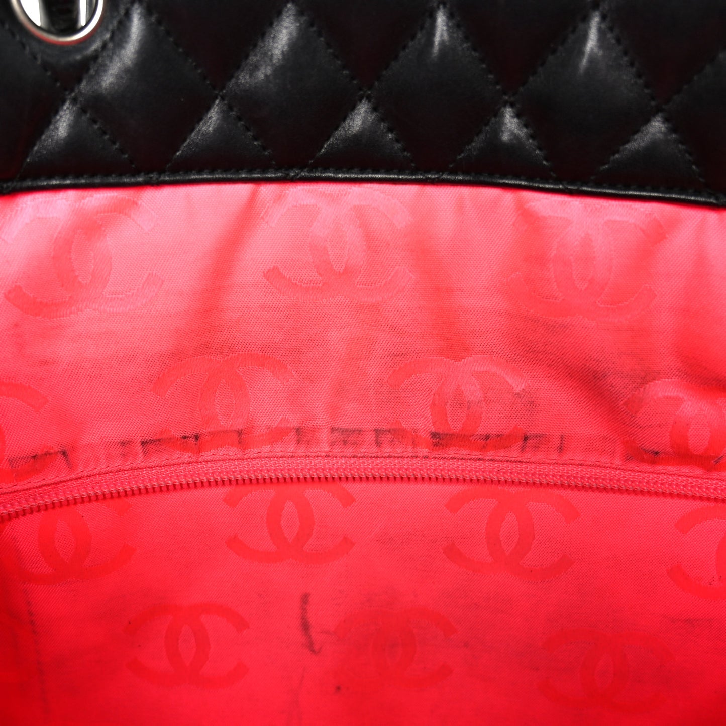 Calfskin Quilted Large Cambon Tote Black