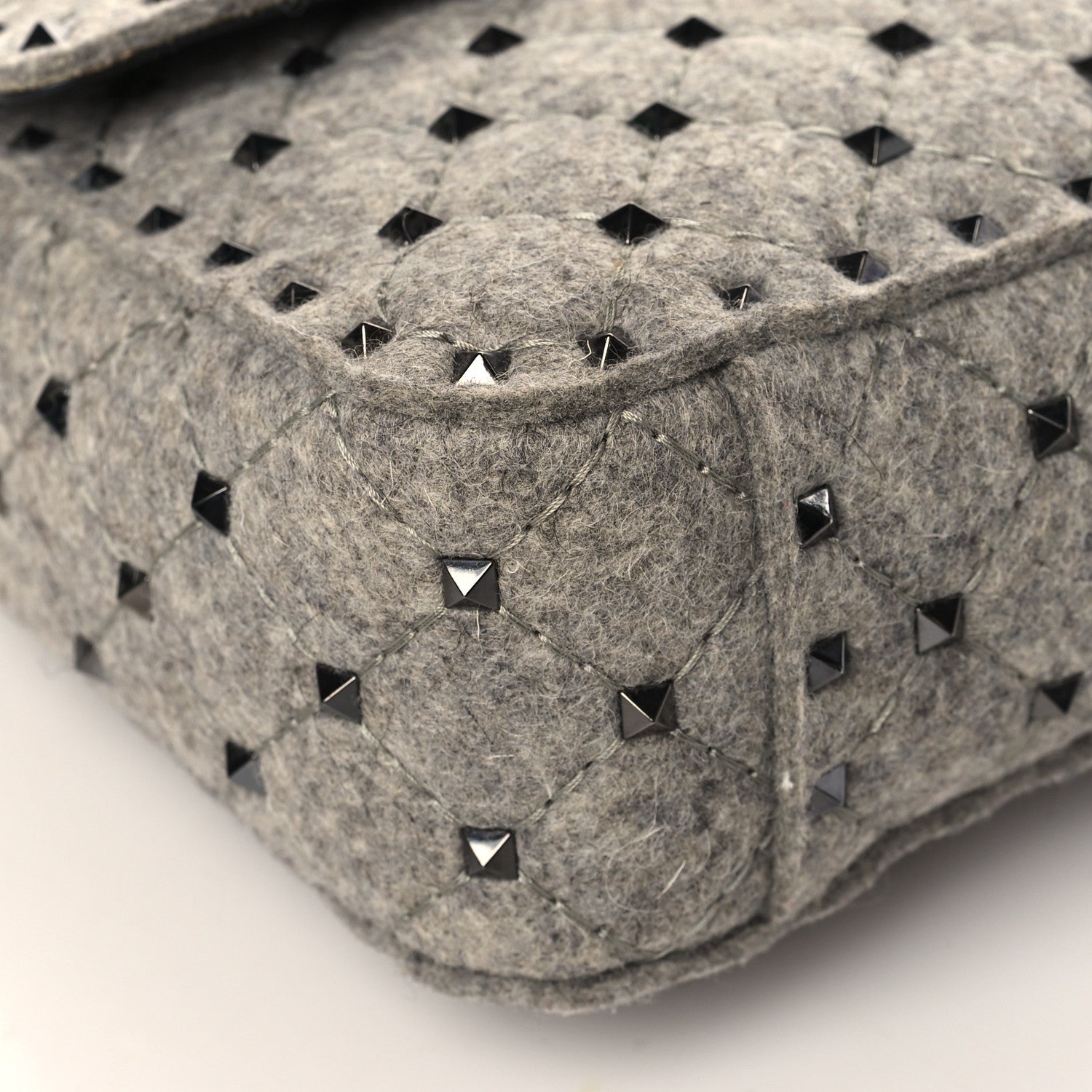 Valentino Garavani Felt Medium Rockstud Spike Shoulder Bag Grey 7 of 8