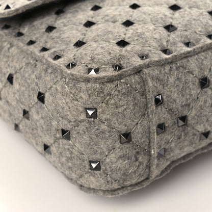 Valentino Garavani Felt Medium Rockstud Spike Shoulder Bag Grey 7 of 8