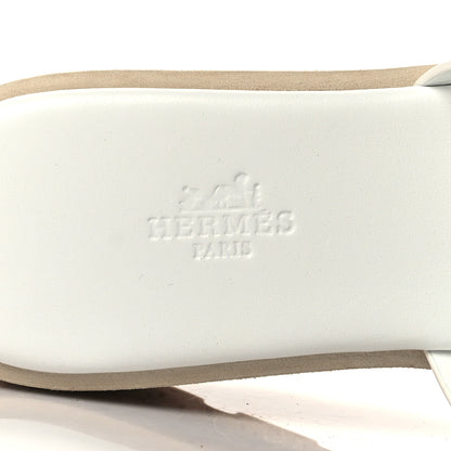 Hermes Calfskin Cork Eze 30 Sandals 38 White 7 of 9