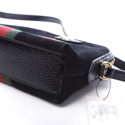 Gucci Suede Patent Web GG Small Ophidia Dome Shoulder Bag Black 9 of 9