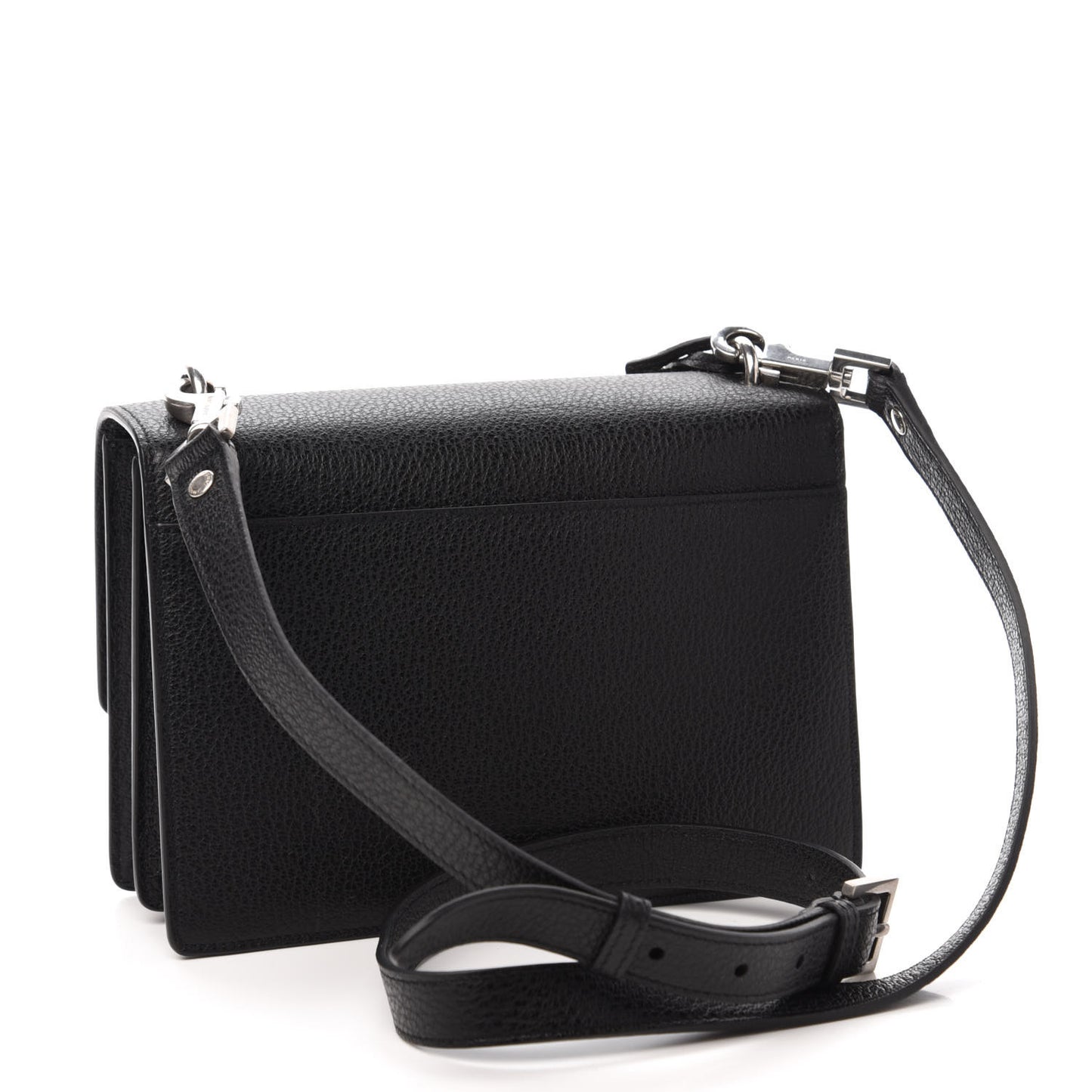 Grained Calfskin Medium Monogram Sunset Satchel Black