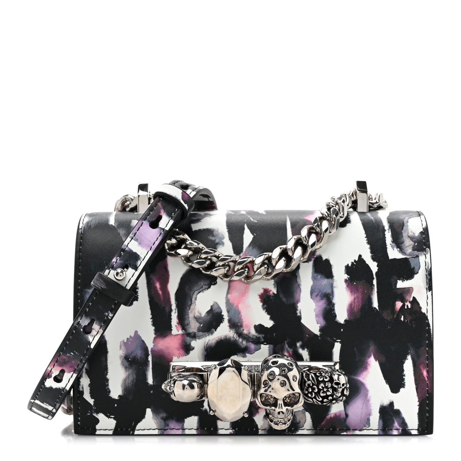 Alexander McQueen Nappa Grafitti Mini Jeweled Knuckle Satchel Multicolor 1 of 10