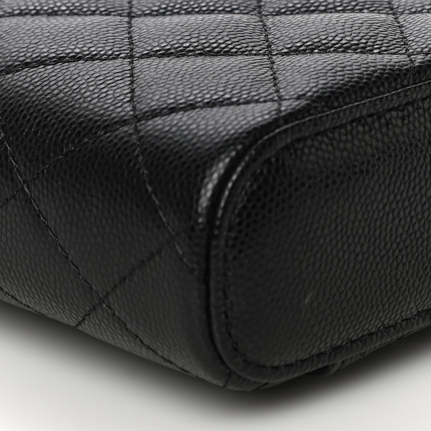 Caviar Quilted Phone Holder With Chain Black