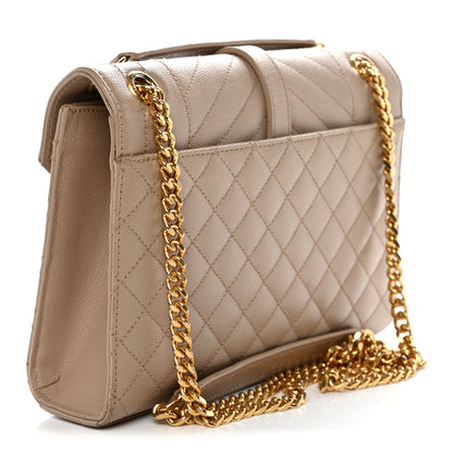 Saint Laurent Grain De Poudre Textured Mixed Matelasse Medium Triquilt Monogram Satchel Dark Beige 3 of 14